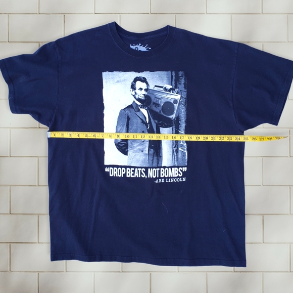 Mens Abe Lincoln & boombox black tee - Picture 5 of 7